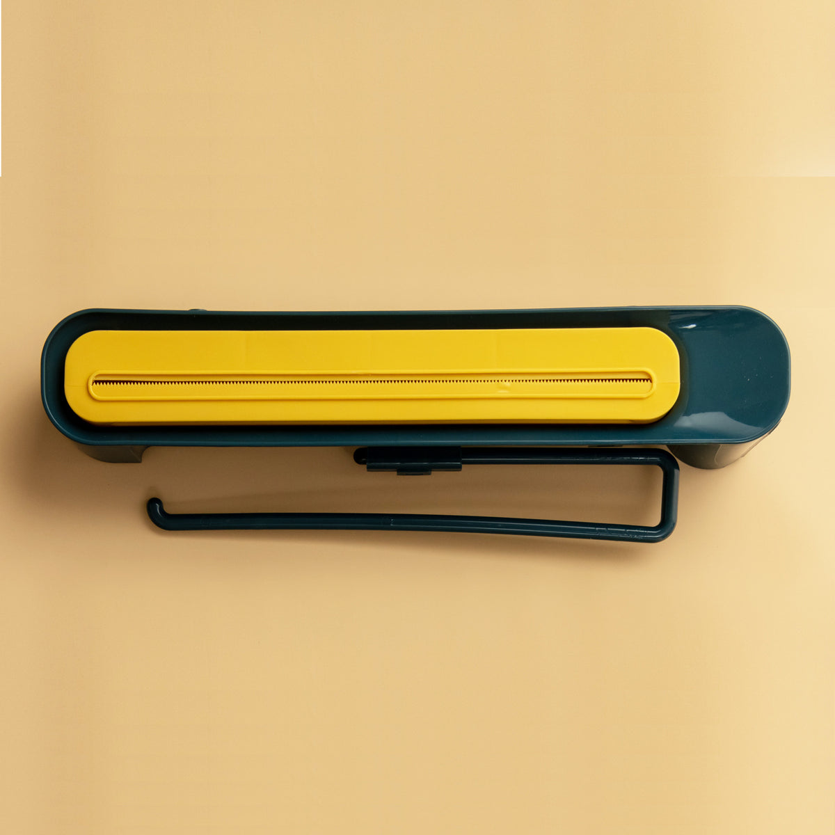 Blue and yellow wrap dispenser