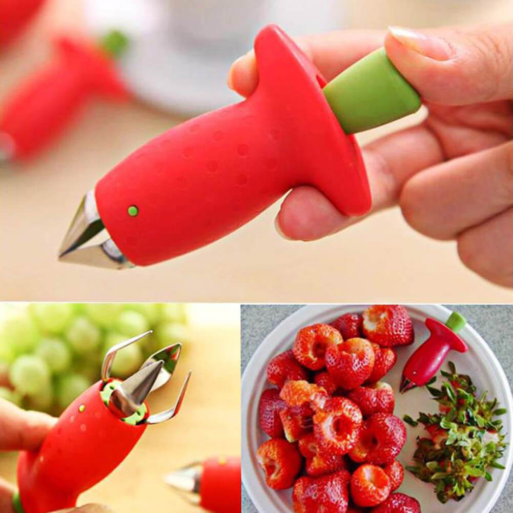 Push-button strawberry huller