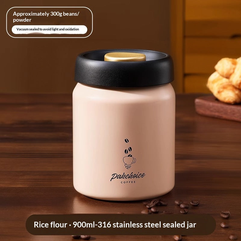 Beige coffee canister