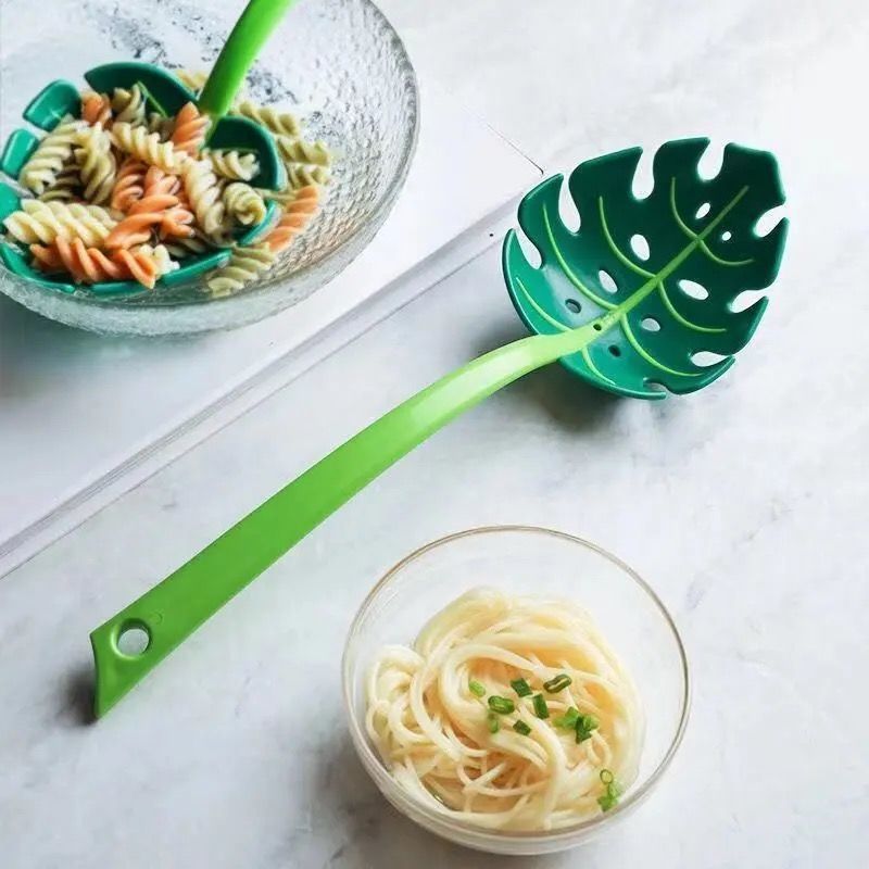 Leaf-Shaped Pasta Server & Strainer Spoon