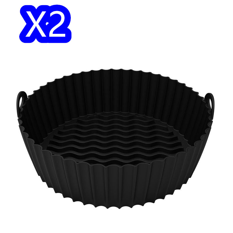 Reusable Silicone Air Fryer Liners, 2-Pack - Black