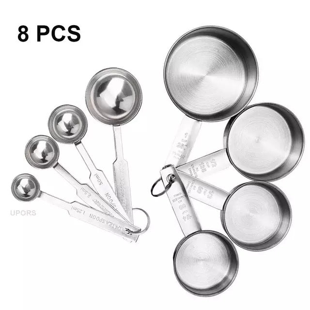 Stainless Steel Measuring Cups & Spoons, 8-Piece Set