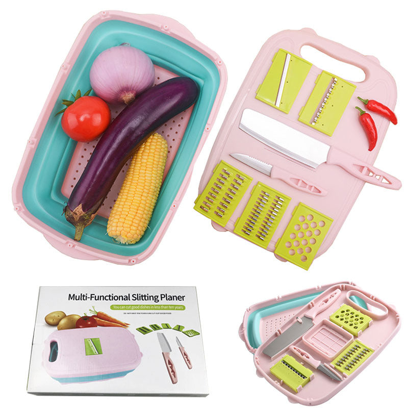 Collapsible Cutting Board with Drain Basket & Graters