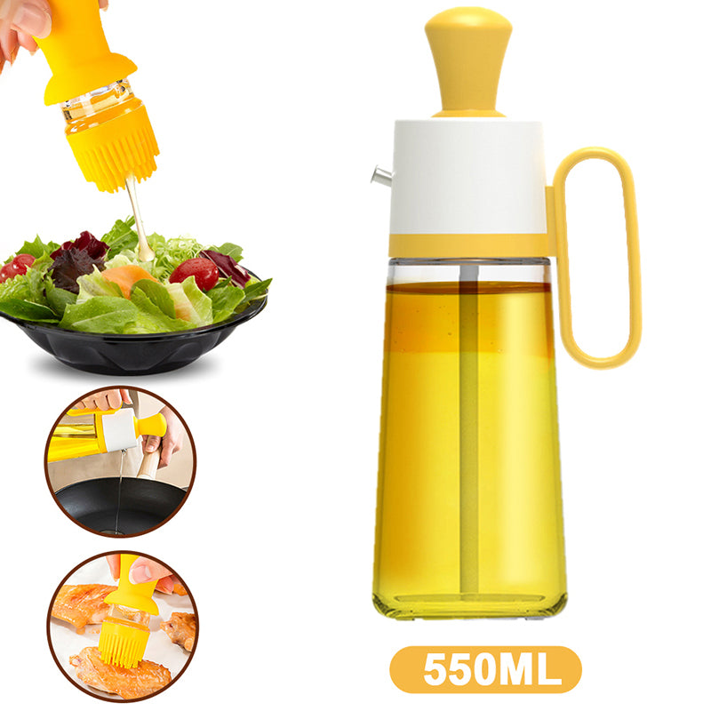 2-in-1 Glass Oil Dispenser with Silicone Brush